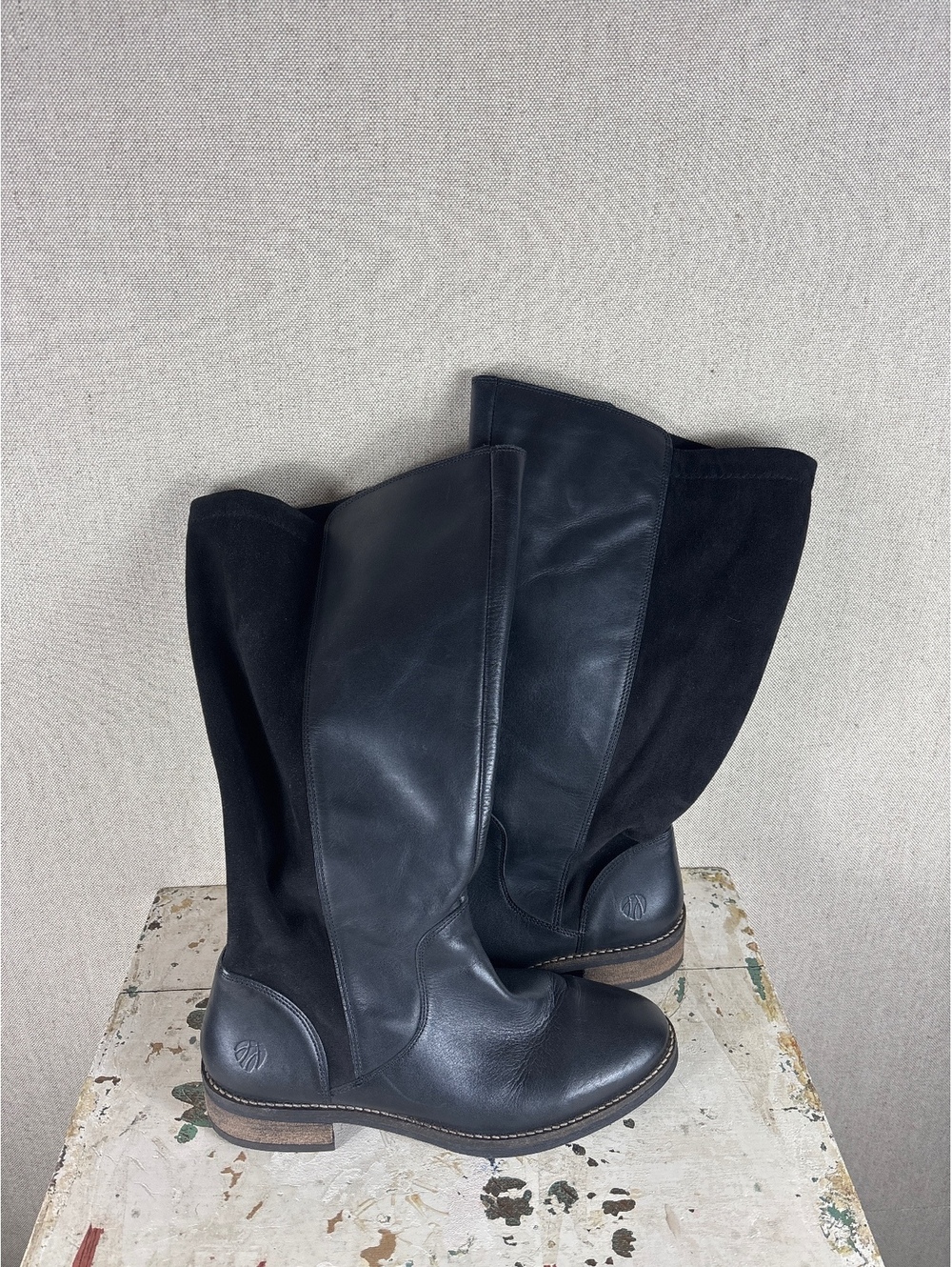 J J Footwear > Knee High 16” Black Leather Boots 41